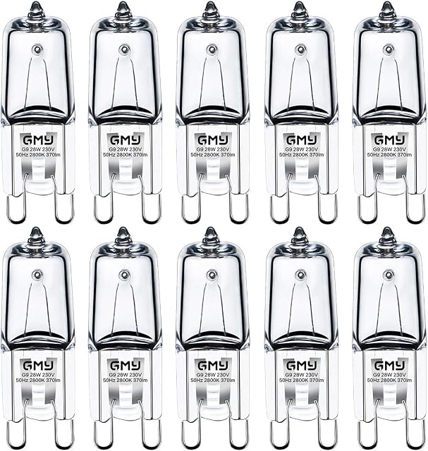 GMY G9 Halogen Bulbs 28W (29W) 230V 370Lm 2800K Warm White Dimmable 10 Pack