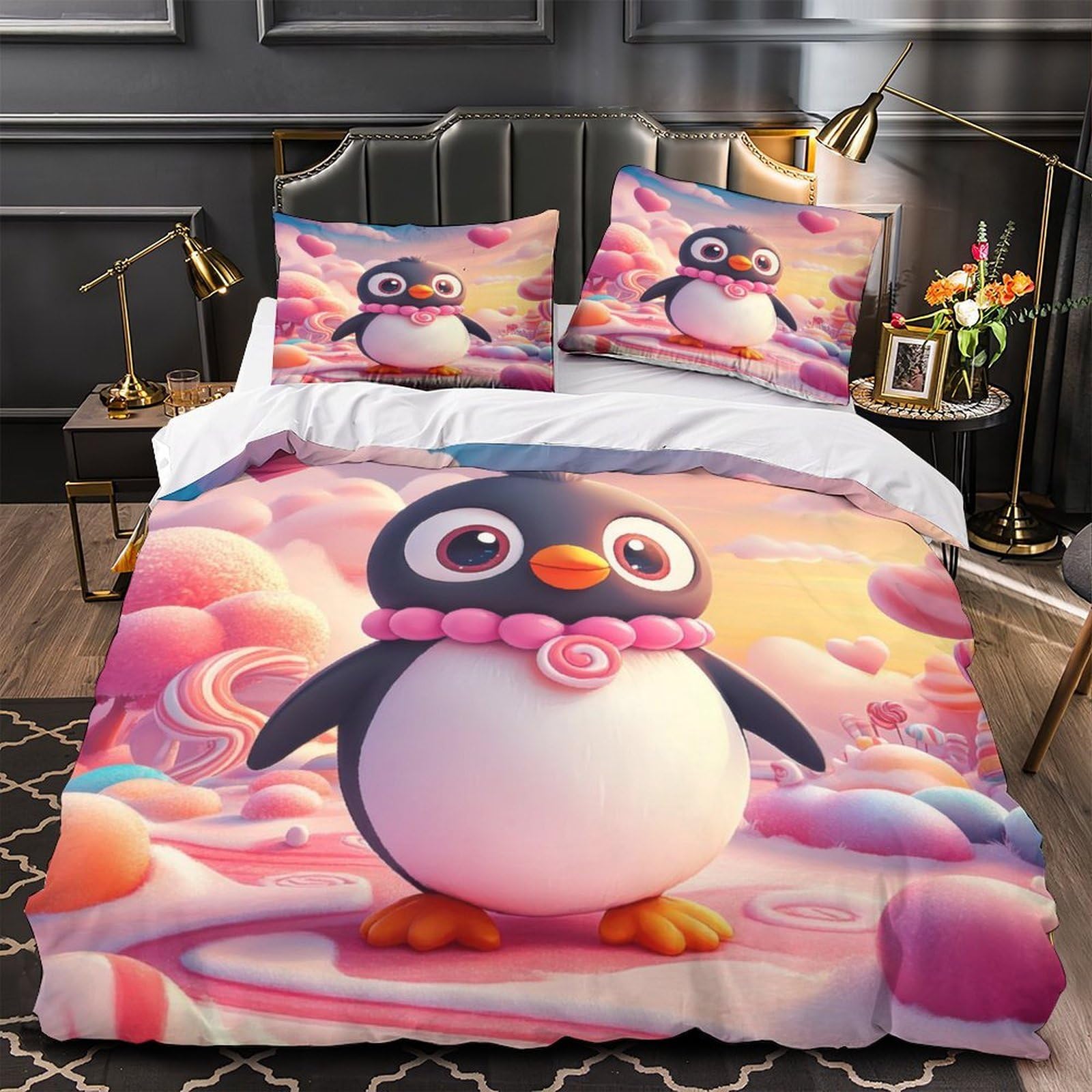 Housse de couette pingouin avec zip pour changer votre lit sans effort