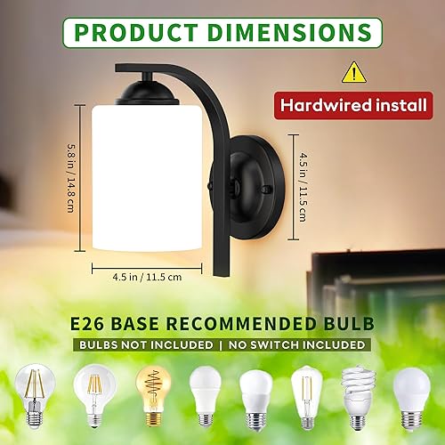 Miniatura 2 de Apliques de pared para dormitorio, baño, accesorios de iluminación modernos de tocador, negro mate, faroles de iluminación de montaje en pared con