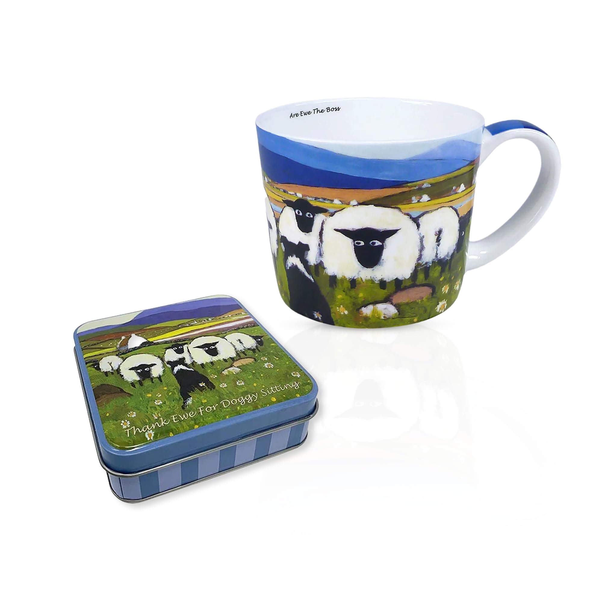 Ensemble de tasses à café en céramique mouton et boîte à bonbons caramel