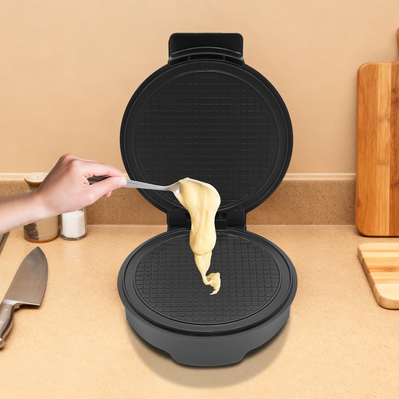 Macchina per gelato da 1200 W, piastra per waffle con rivestimento antiaderente e regolazione della temperatura