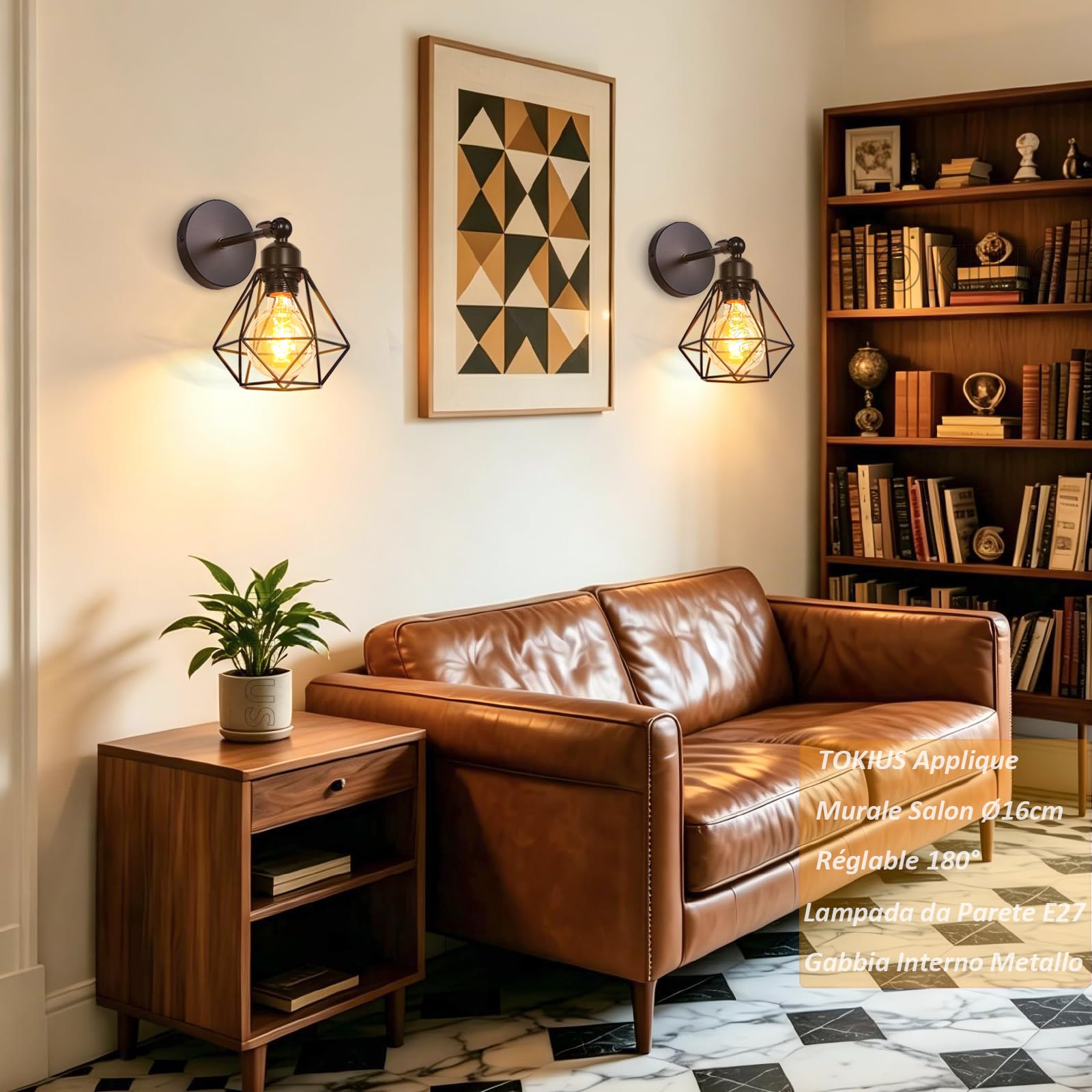 Lot de 2 Appliques Murales Interieur Vintages Industrielles Plafonniers Luminaires E27 en Métal Lampe Murale Industrielles Rétro Réglable 180° éclairage Mural Cuisine Salon (2pcs)