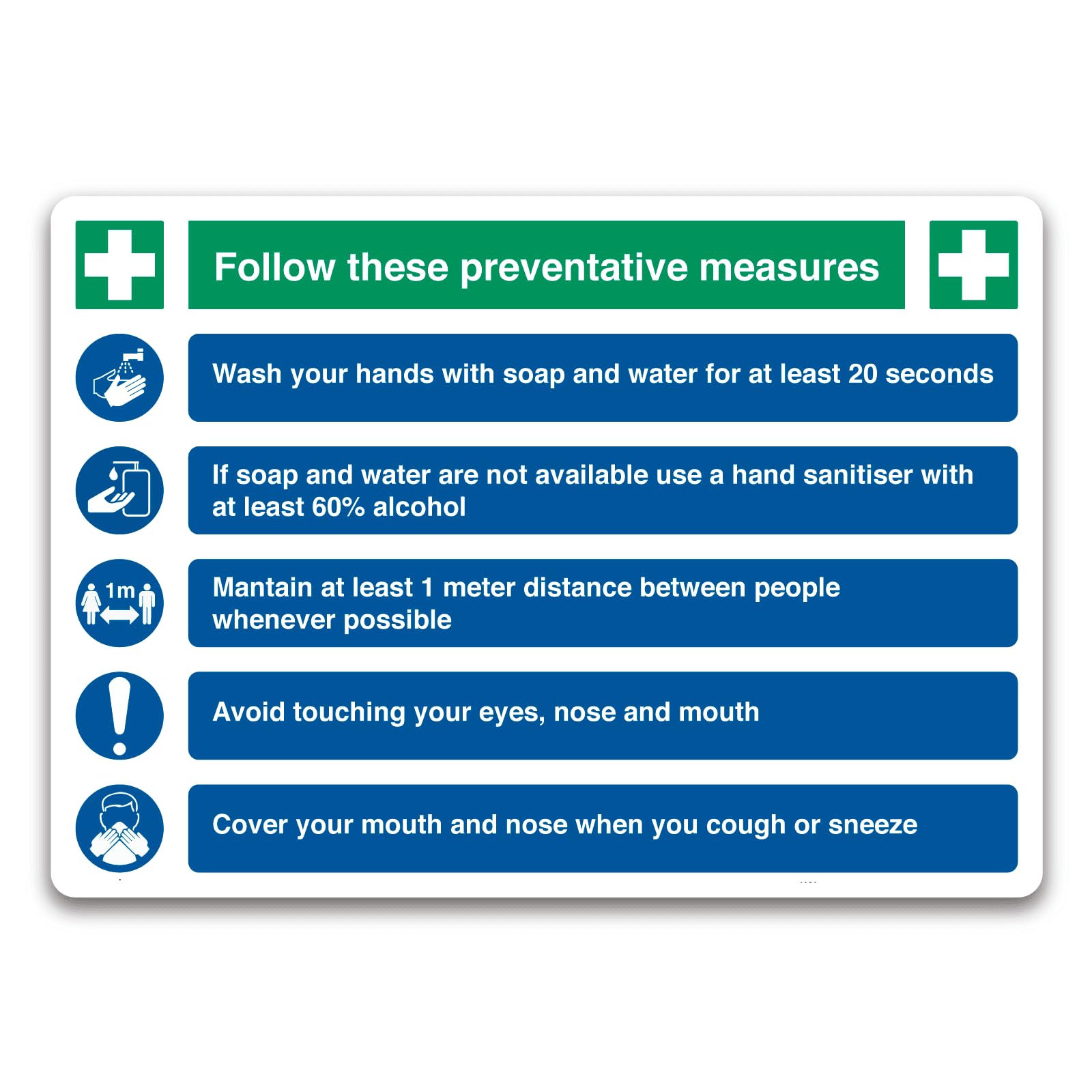 Preventive actions against germs and viruses Health and Safety Sign Metal Tin Sign 8 x 12 inch for Industrial & Commercial