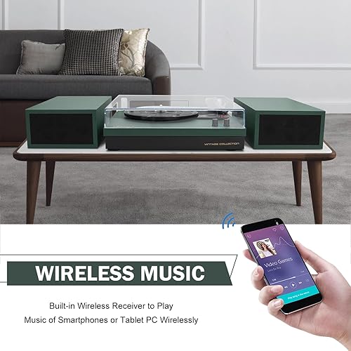 Vista 49 de Reproductor de discos de vinilo, tocadiscos para vinilo con altavoces externos, perla negra Negro (Black Pearl)