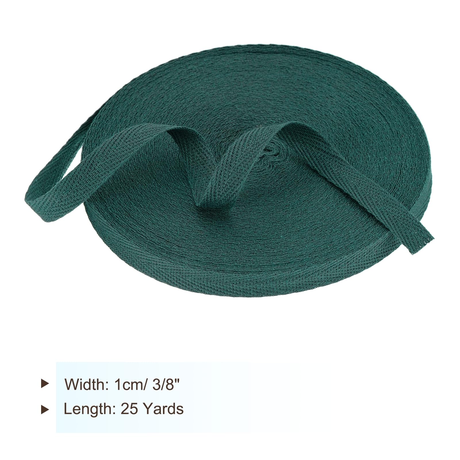 PATIKIL Cotton Twill Tape 3/8 Inch 25 Yards Cotton Ribbon Bias Binding Tape Herringbone Webbing Trim for Sewing Gift Wrapping Craft DIY Dark Green - Image 2