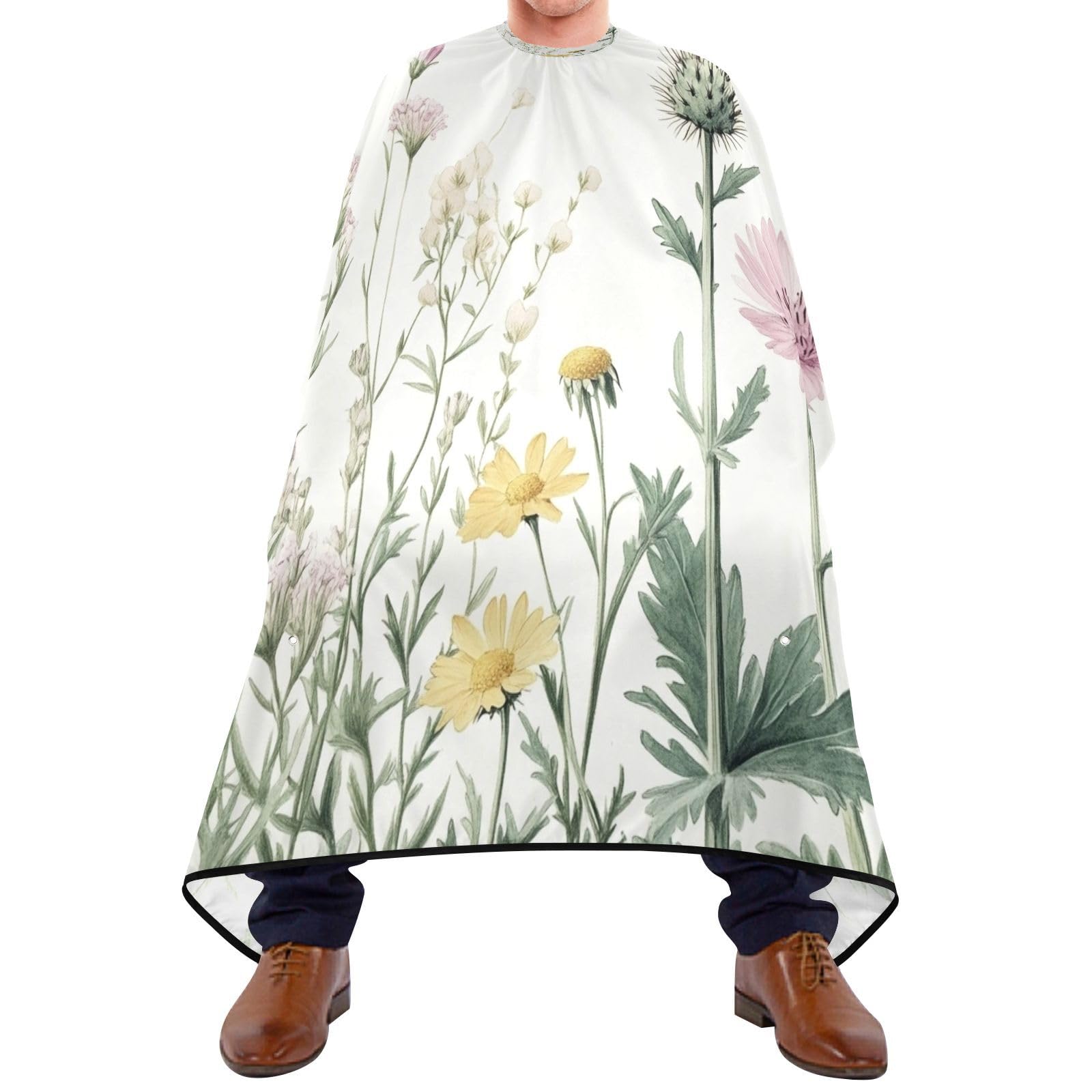 Kigai Hair Cutting Cape for Men & Women Wildflowers Waterproof Barber Cape Professional Hairdressing Salon Styling Cape with Adjustable Closure Snap