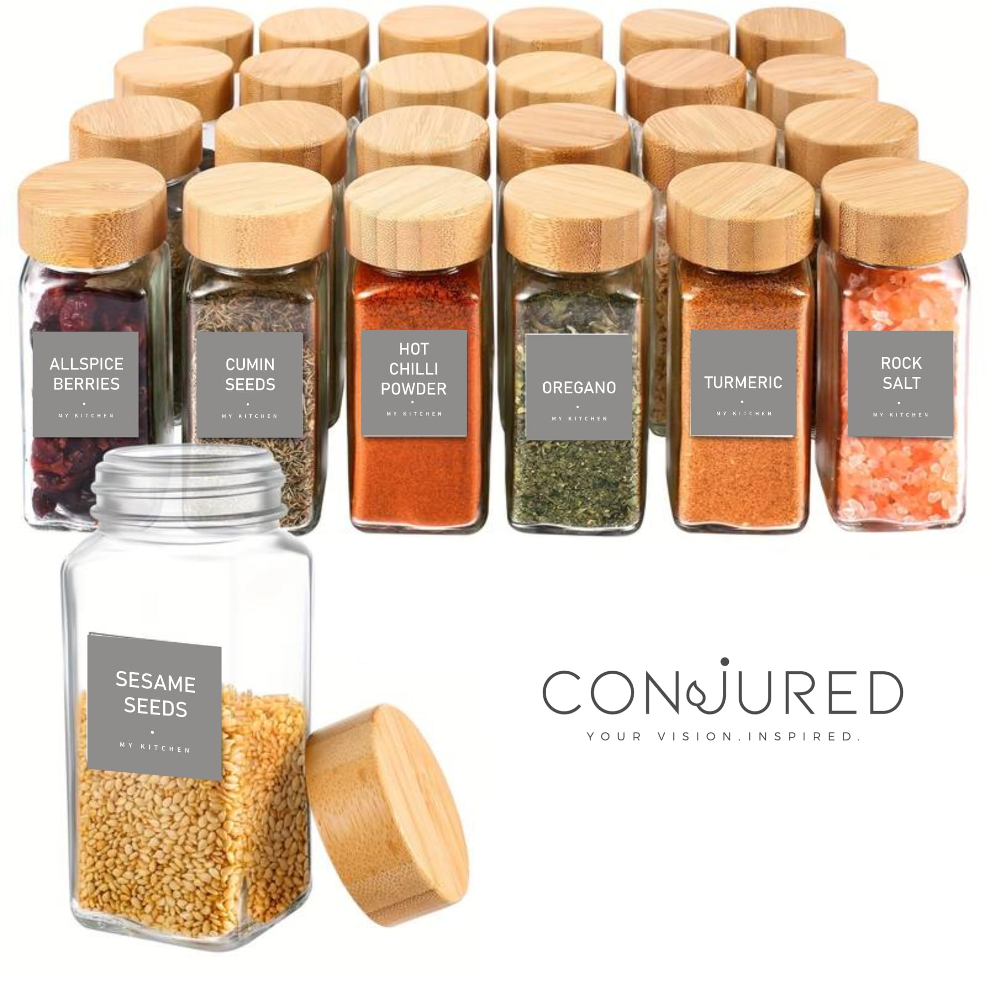 Spice Jar Labels - Elephant Grey, 30 x 30mm - Image 3