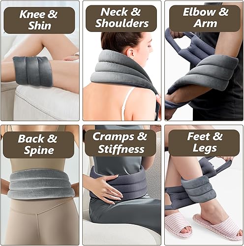 Miniatura 4 de Almohadilla térmica para microondas para cuello y hombros para espalda, 33 x 5 pulgadas, apto para microondas, paquete de calor húmedo, compresa