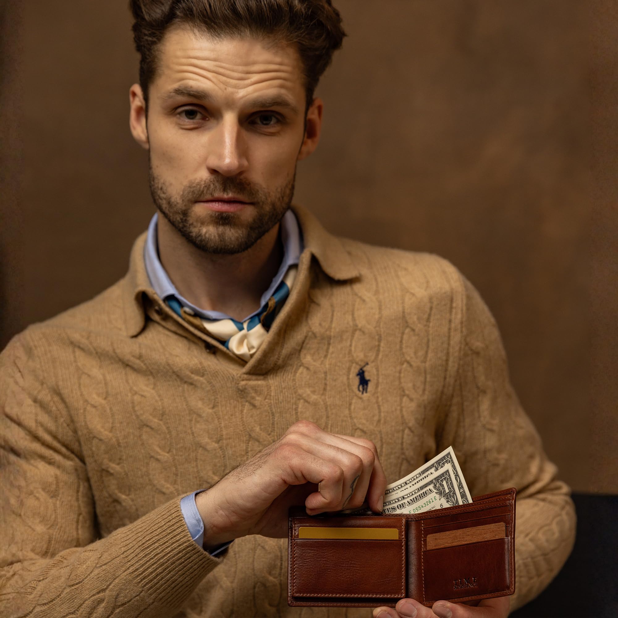 Time Resistance Portafoglio in Pelle Design Minimalista Fatto a Mano in Italia – Portafoglio Con Scomparti per Carte di Credito e Contanti