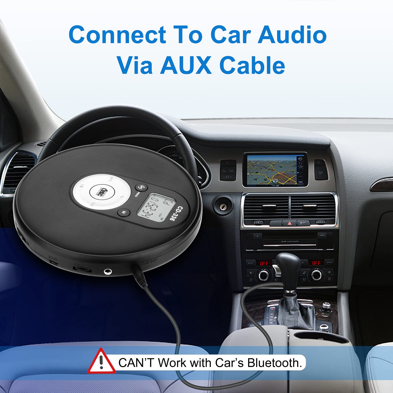 Portable Bluetooth CD Player, Compact Lightweight Music CD Disc Player