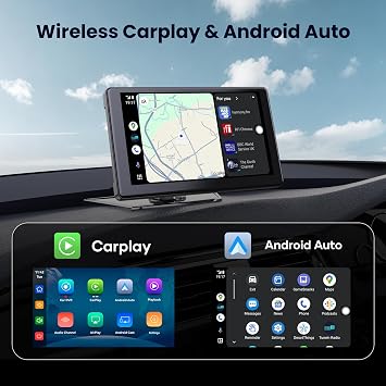 9 Wireless Apple CarPlay & Android Auto Screen for Car, 64GB SD Card | 4K Dash Cam, 1080P Backup Camera, GPS Navigation, Mirror Link, Voice Control, Bluetooth Fits All Vehicles