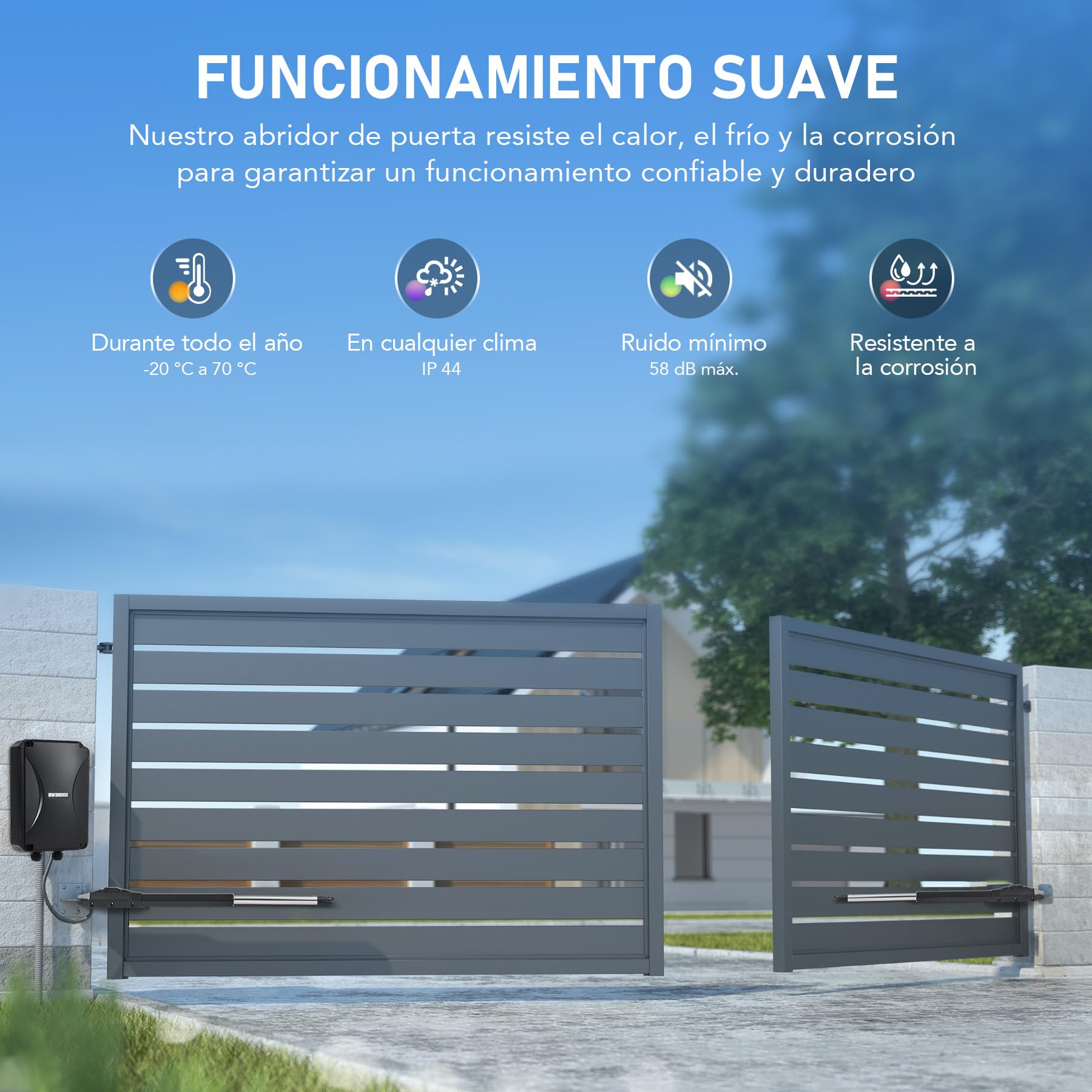 CO-Z 800KG Motor Puerta Batiente de 2 Hojas | Motor Puertas Abatible con 2 Controles Remotos y Llaves de Liberación, Kit Motor Puerta Batiente para Puertas Dobles