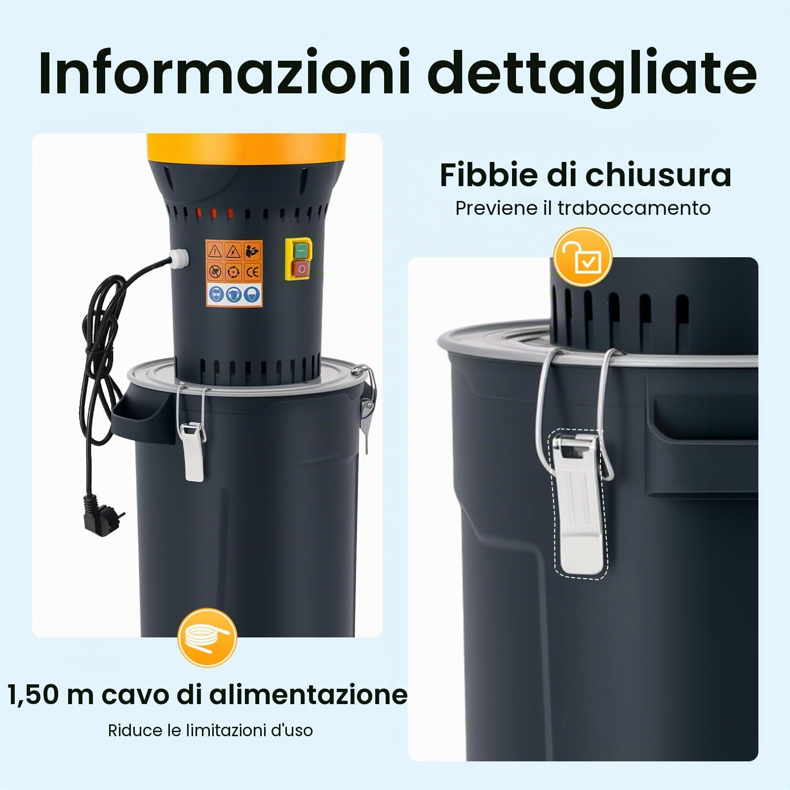 Macinino elettrico per cereali da 1000 W, 25 l, mulino per mangimi, mais, mulino elettrico professionale per tutti i tipi di cereali