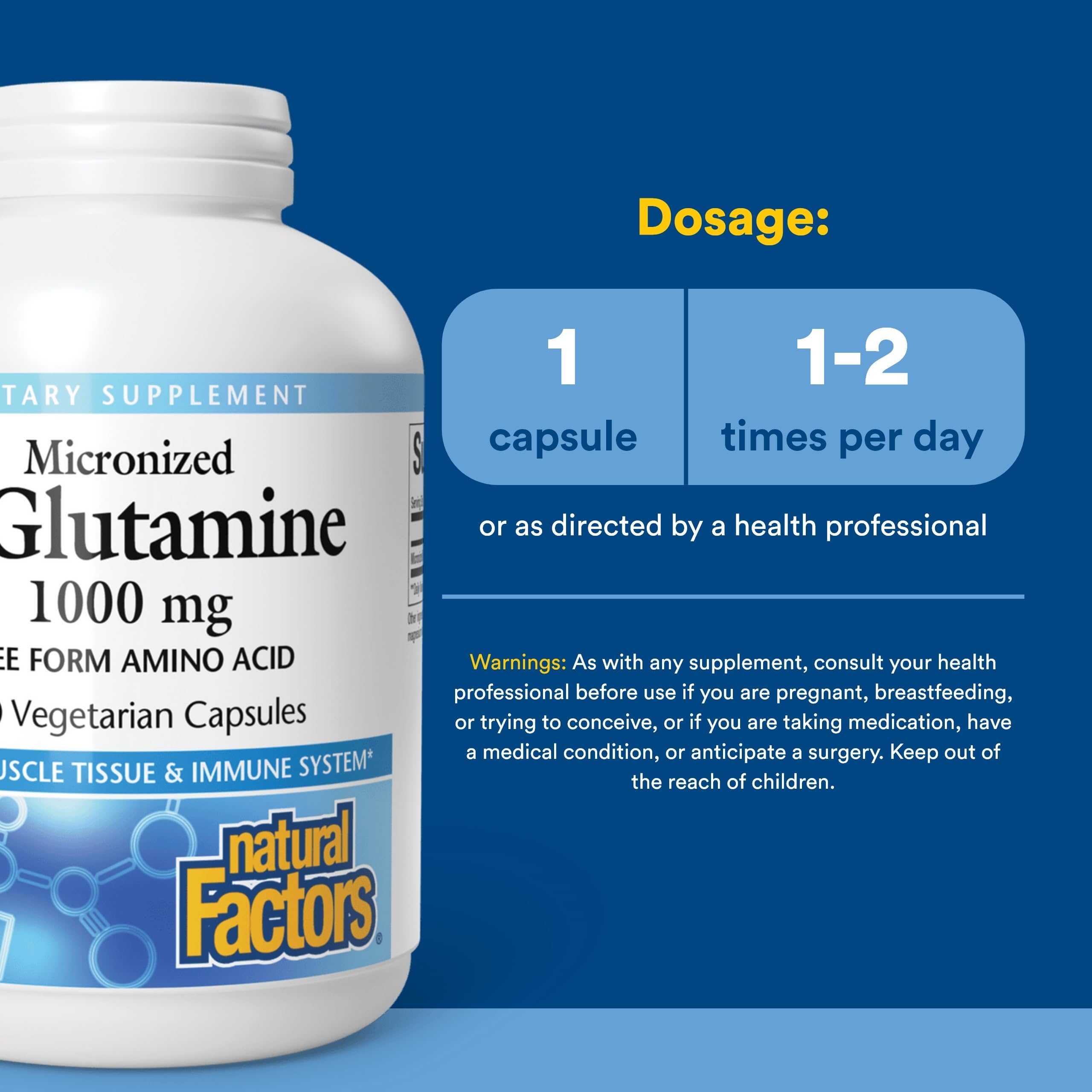 Natural Factors Micronized L-Glutamine Amino Acid 1000 mg, 180 Veg Capsules — Amazon image 3