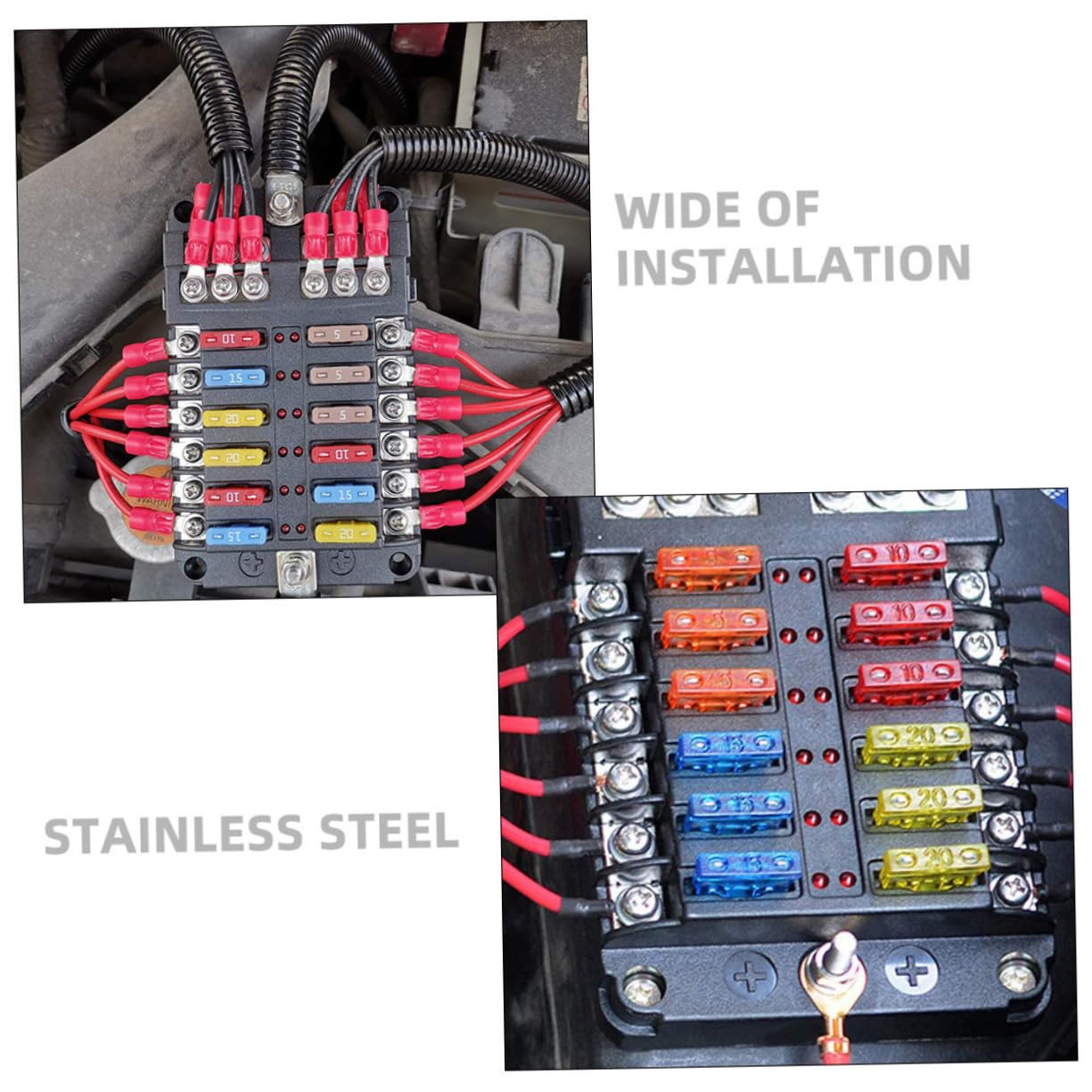 Caja de Fusibles de 12 Vías Dc32v 100a Pbt PC para RV y Yate