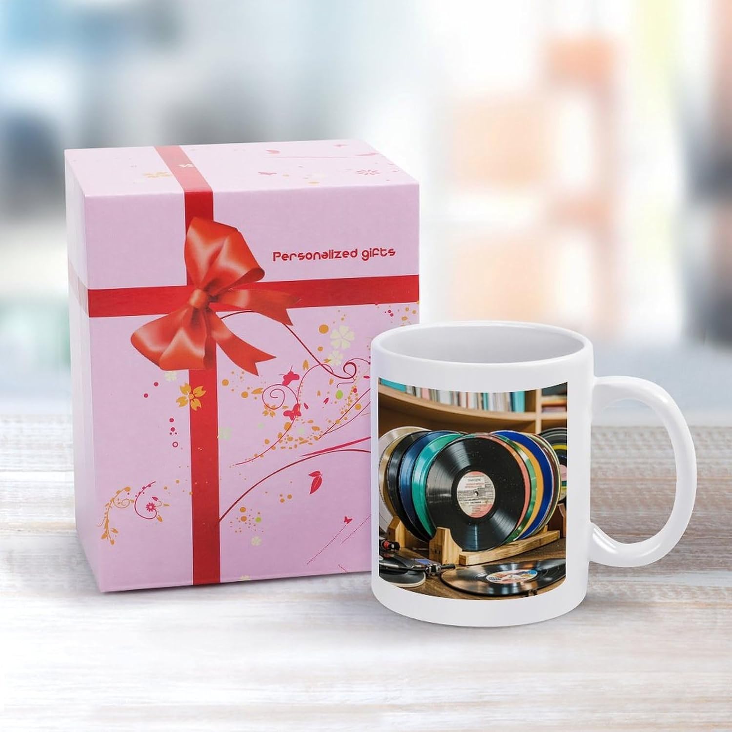 Vinyl Records Mug Ceramic Coffee Mug Porcelain Tea Cups with Handle Sublimation Mugs Novelty Coffee Cup Big Capacity Personalized Mugs 11oz White for Gift image 3