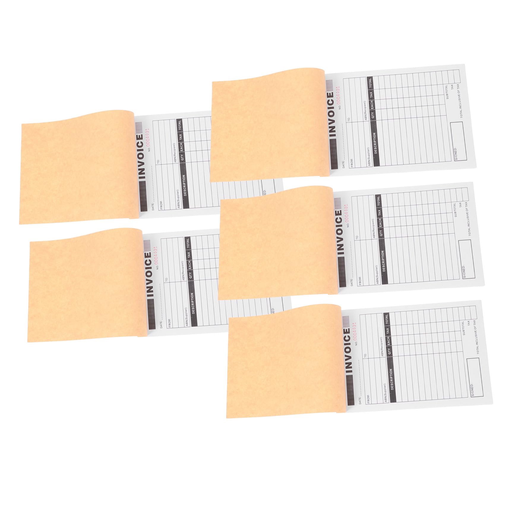 Carnet de Reçus de Factures à Deux Volets, 5 Pièces, Papier