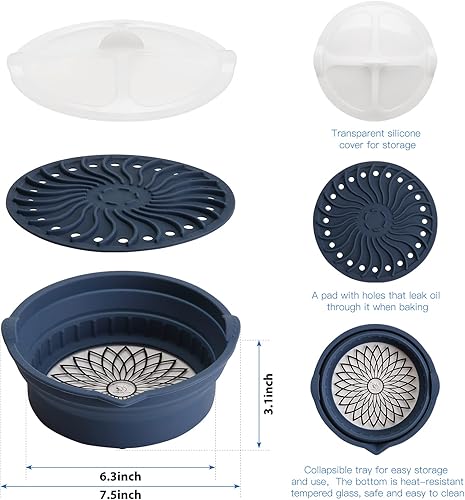 Miniatura 3 de Utensilios de cocina para microondas para cocinar cuencos de mezcla seguros para microondas para verduras de silicona plegable sin BPA 1.2L