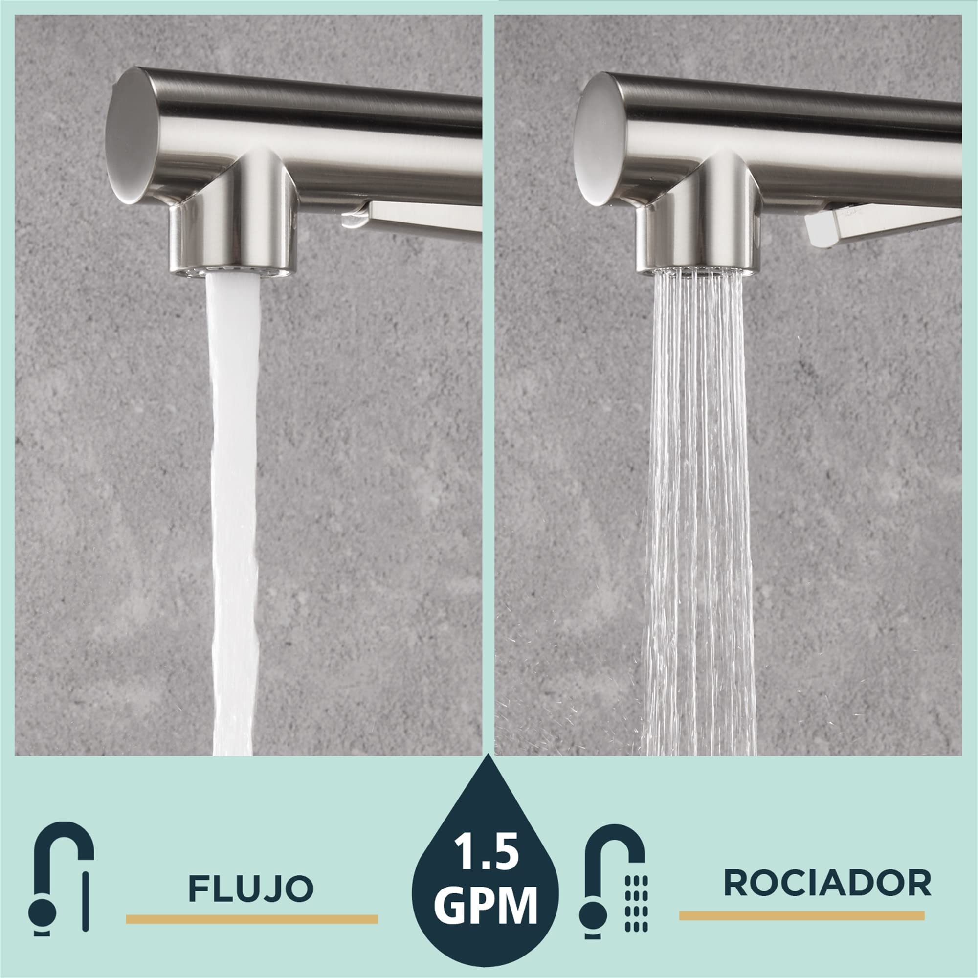 FORIOUS Grifo Cocina Extraible, Grifo Cocina Fregadero con Ducha de 2 Modos de Rociado Giratorio a 360° Torneira Cozinha Monomando, Acero Inoxidable