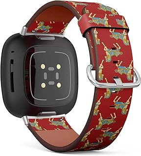CJBROES Replacement Leather Watch Band, Compatible with Fitbit Versa 3 and Fitbit Sense of Wristband Bracelet Accessory - Geometrical-Ornate-Vintage