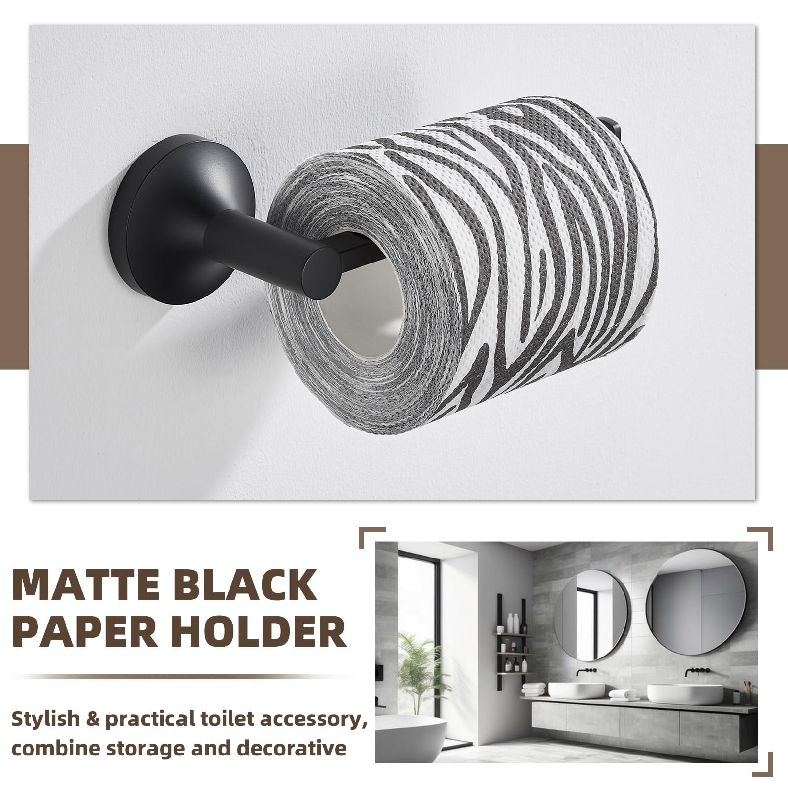 APLusee Matte Black Toilet Paper Holder for Restroom, 304 Stainless Steel — Amazon image 3