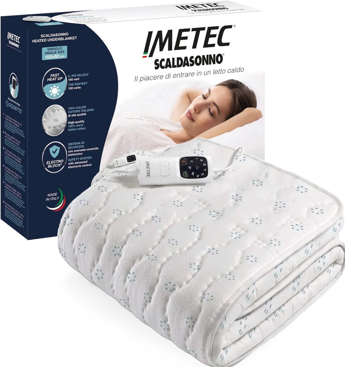 Imetec Scaldasonno Singolo Adapto Purity Cotone Antibatterico