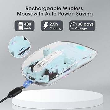 Bluetooth Wireless Mouse,4 Modes Mouse(BT5.2 & BT3.0 + USB-A & USB Type-C Mouse for Mac/MacBook Pro/MacBook pro/MacBook Air/PC/Mac/Laptop/Apple/ipad/Computer (Blue)