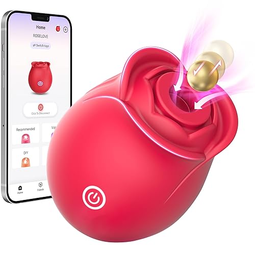 Rose Toy Sucking Vibrator Dildo - BIG SHOCKED Rose Sex Toy Adult Toys Couple Sex Toys Women 5 Suction Modes, App Remote Control Vibrators Clitoral Nipple Sucker Toy for Female Adult Sex Toys & Games - Light Red Rose