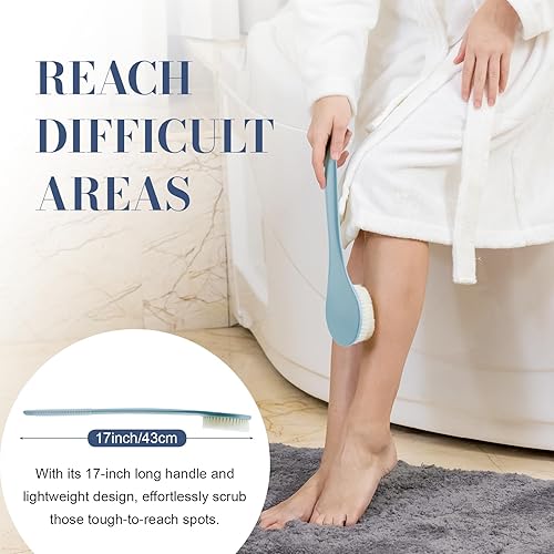 Miniatura 3 de Limpiador de espalda para ducha, cepillo corporal de ducha para limpieza con mango largo para ducha, limpiador de espalda de 17 pulgadas para ducha