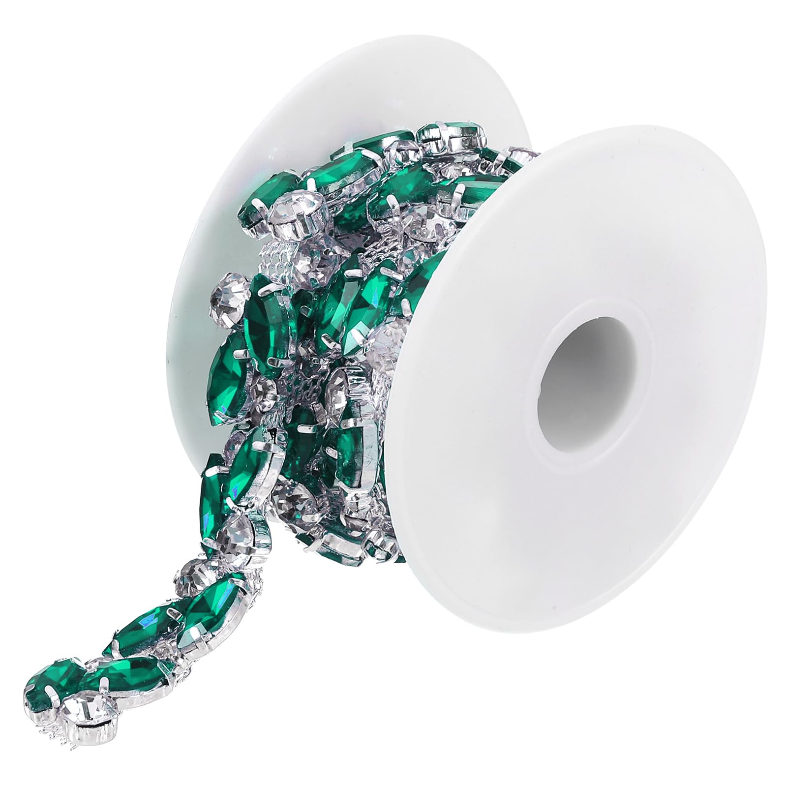 QUARKZMAN 1 Iarde 0.6 Pollici Nastro Strass Trim Cristallo Bling Catena Strass Applicazione Strisce per Artigianato Fai da Te Cucito Abbellimenti per Abbigliamento, Verde