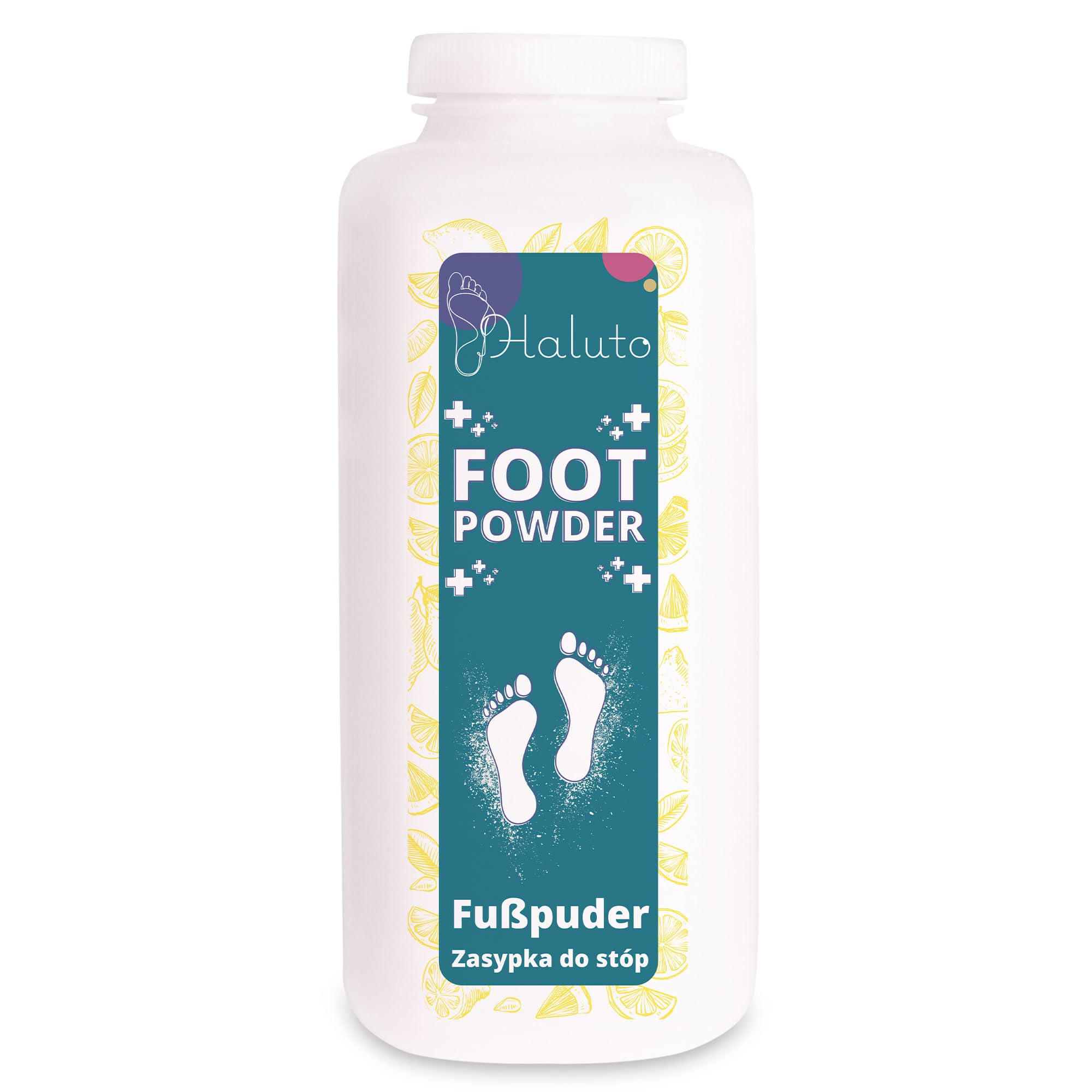 HALUTO Antibatterico Polvere Piedi - Talco Profumato - Elimina l'odore di Scarpe e Piedi - Naturale - Assorbono l'umidità - per Scarpe Sportive, da Lavoro e da Ginnastica