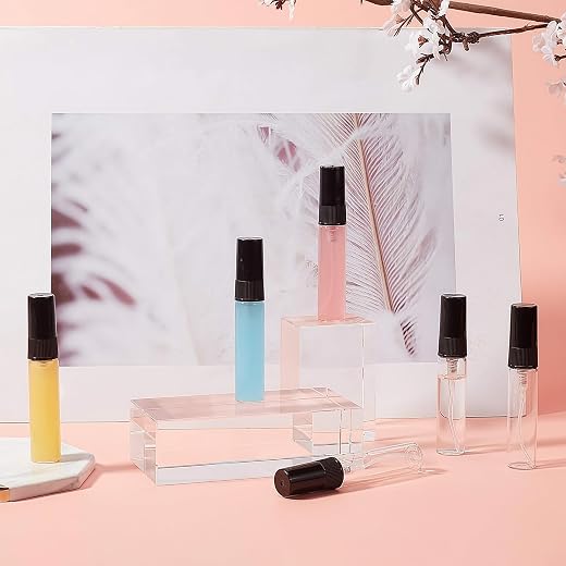 10 mini atomizador de perfume de 5 ml – frascos de spray de vidro recarregáveis pretos para viagens e uso em amostras