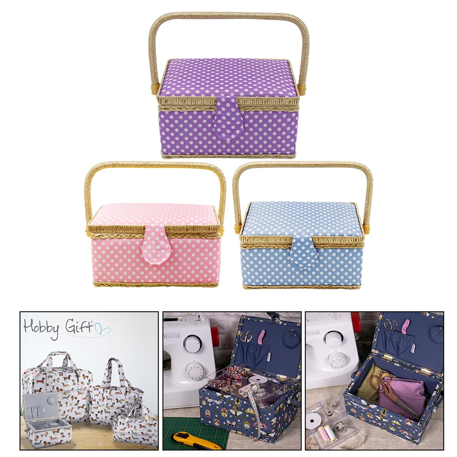Scatola for kit da cucito Kit Porta accessori Cesto portaoggetti Tessuto in poliestere Capacità sufficiente(Purple)