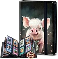 Vista 22 de Rossy Carpeta de 4 bolsillos, 400 tarjetas, álbum de colección comercial, bolsillos de doble cara, para deportes, béisbol, cerdo rosa