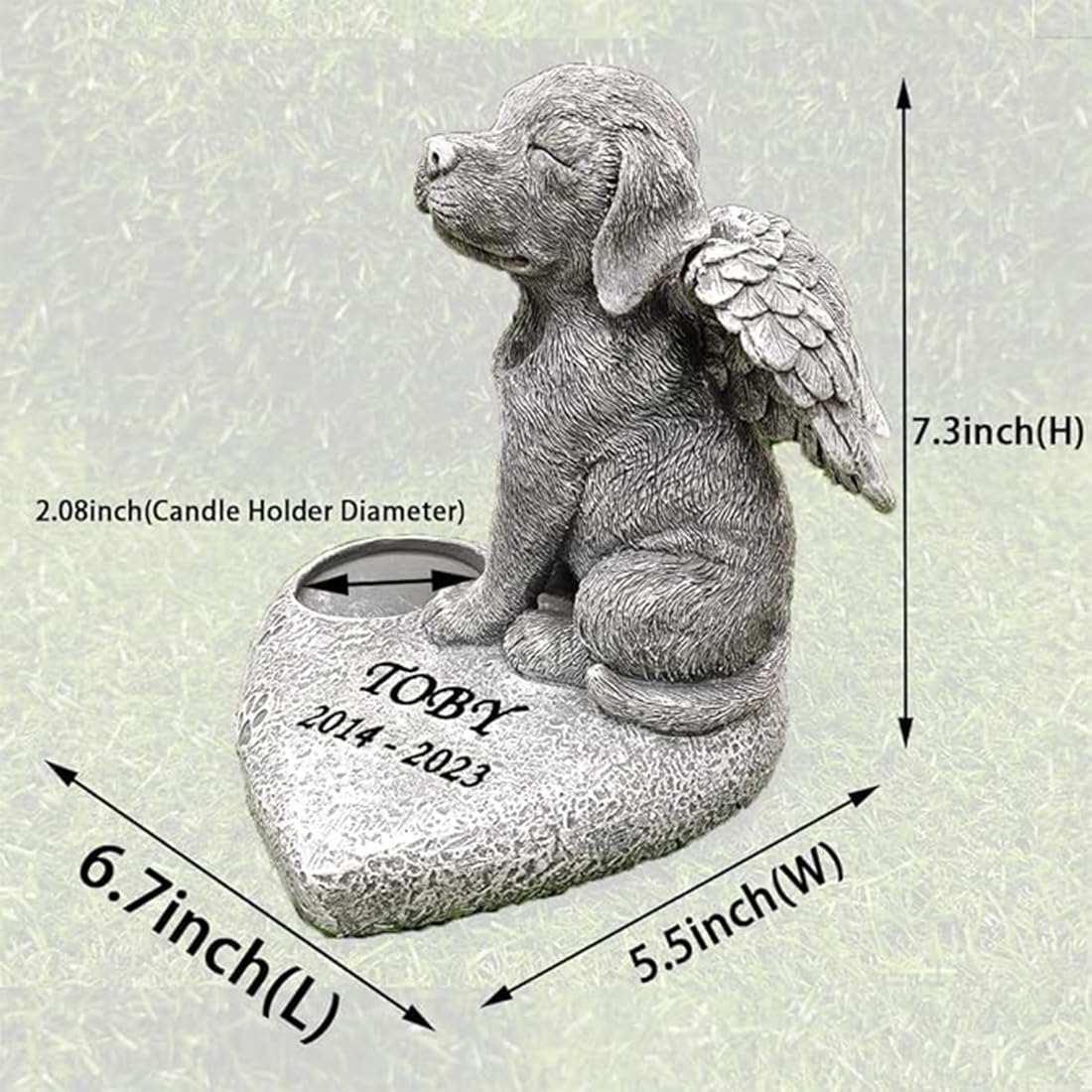 JHB Personalizzato Dog Memorial Pietre da Giardino con portacandele, 3D Dog Headstone Tombstone Pet Grave Markers per la Perdita del Cane di Regali di simpatia (Nota: Candela Non è Incluso!!!)
