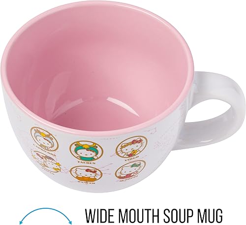 Miniatura 3 de Silver Buffalo Sanrio Hello Kitty Zodiac - Taza de sopa de cerámica, 24 onzas Perk Central de 24 oz,Negro -,Azul,Alineación de Care Bears,Care Bears