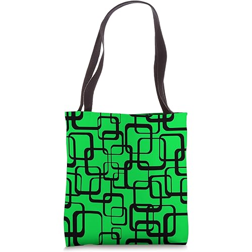 Retro MCM Square Motif Vintage Pattern 11 Muted Green Tote Bag