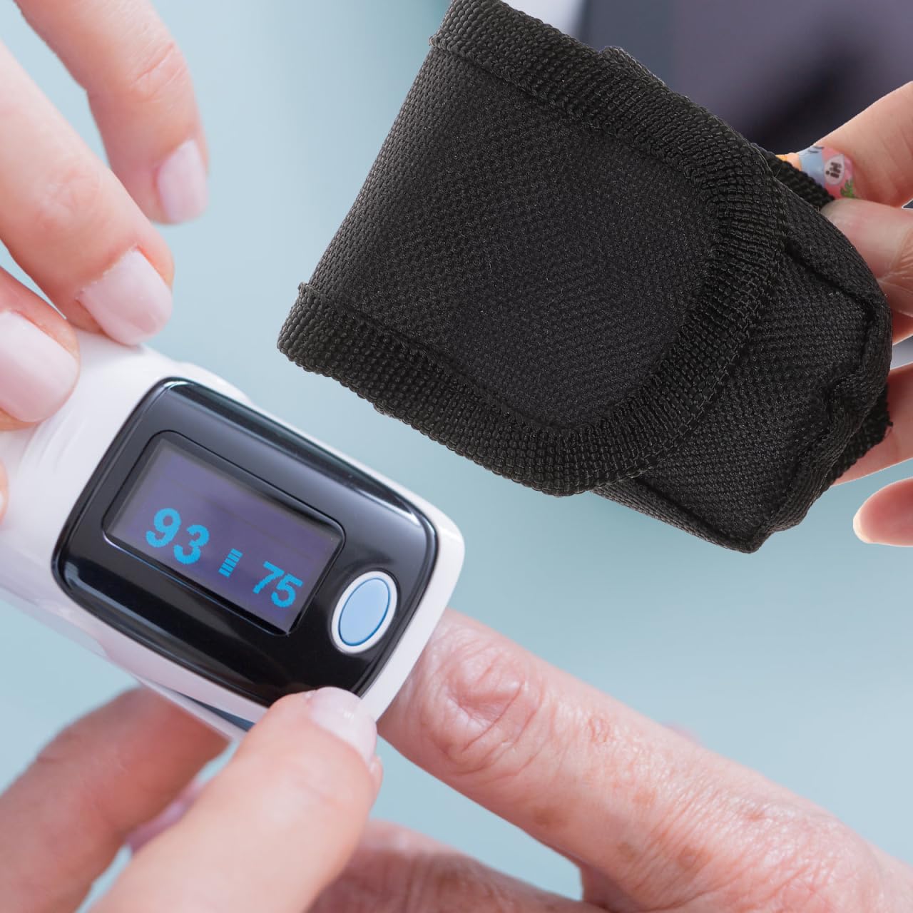 Portable Fingertip Pulse Oximeter Carrying Case Storage Box Mesh-PocketOrganizer