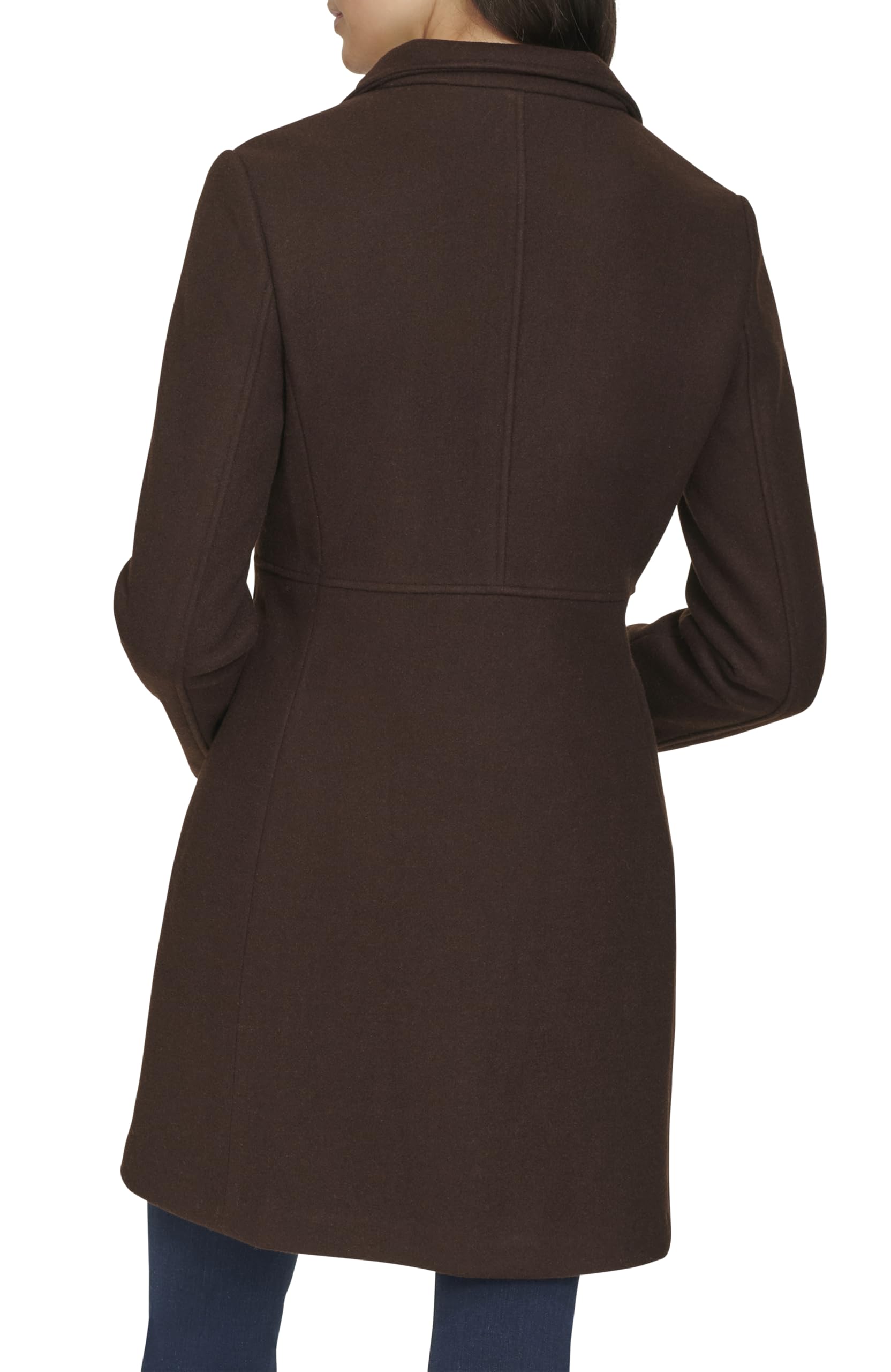 Calvin Klein Faux Wool Coat – Long Button Front Dress Coat With Stand Collar Cappotto da pisello Donna (Pacco da 1)