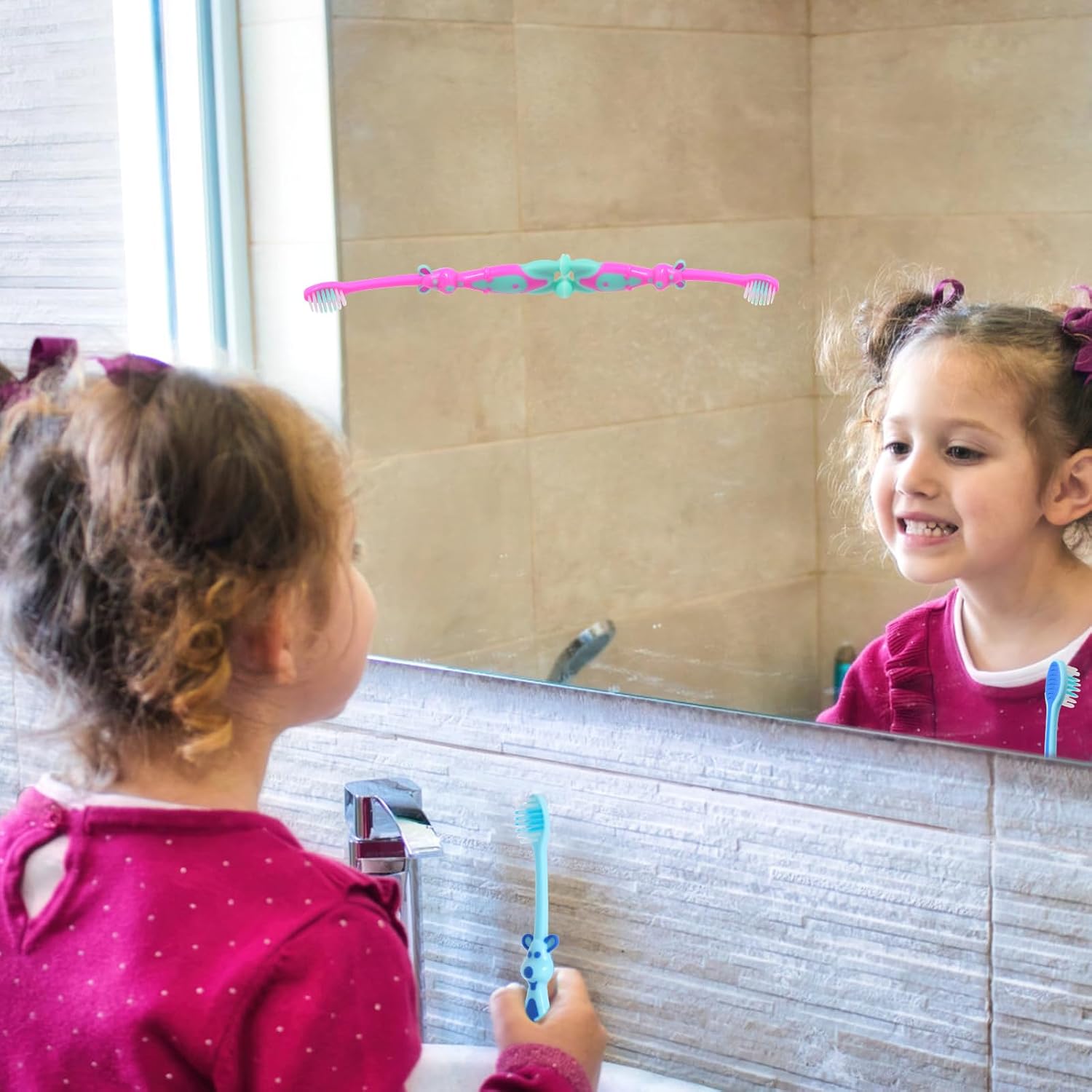 Newday Kids toothbrushes 6 Pack Set Soft Bristles Fun Lovely with Suction Cup, Includes Travel Covers, Animal toothbrushes for Kids Boys & Girls, Toddlers &Children Teeth image 3