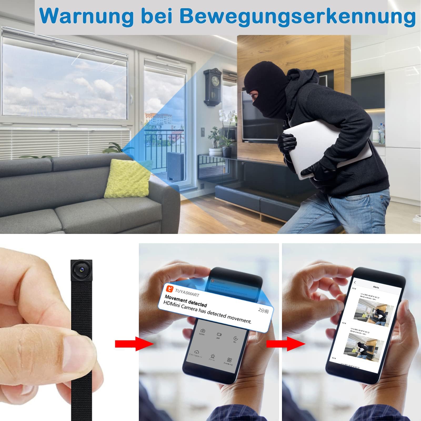 TANGMI Bodycam Körperkamera Mini WiFi 1080P HD, Tragbar 2.4G & 5Ghz Body Cam, Bewegungserkennung und Loop-Aufnahme Kleine Kamera mit Batterie
