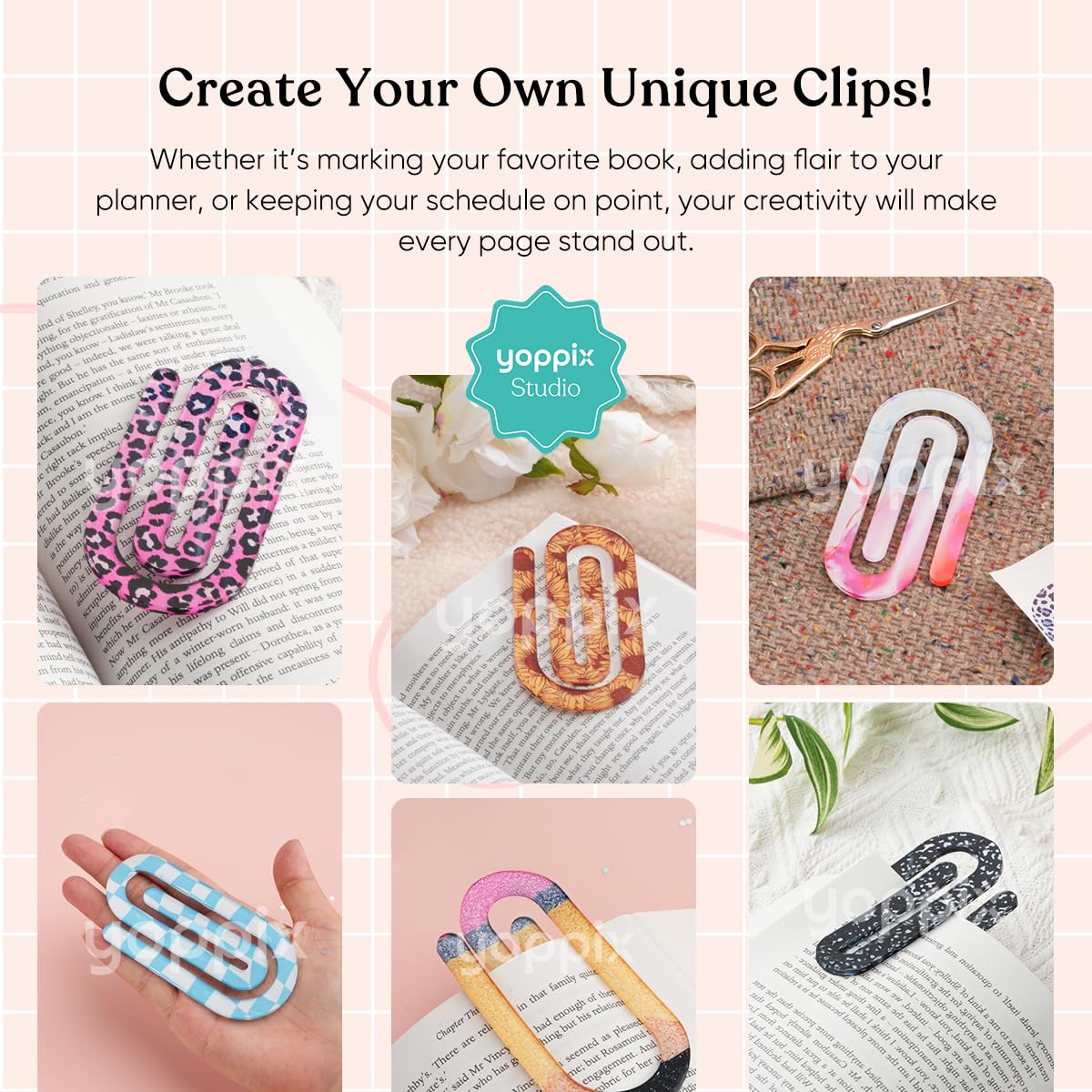 10-Pack Sublimation Blanks Acrylic Paper Clips - 4x2 Inch Jumbo Oval Clear DIY Bookmarks