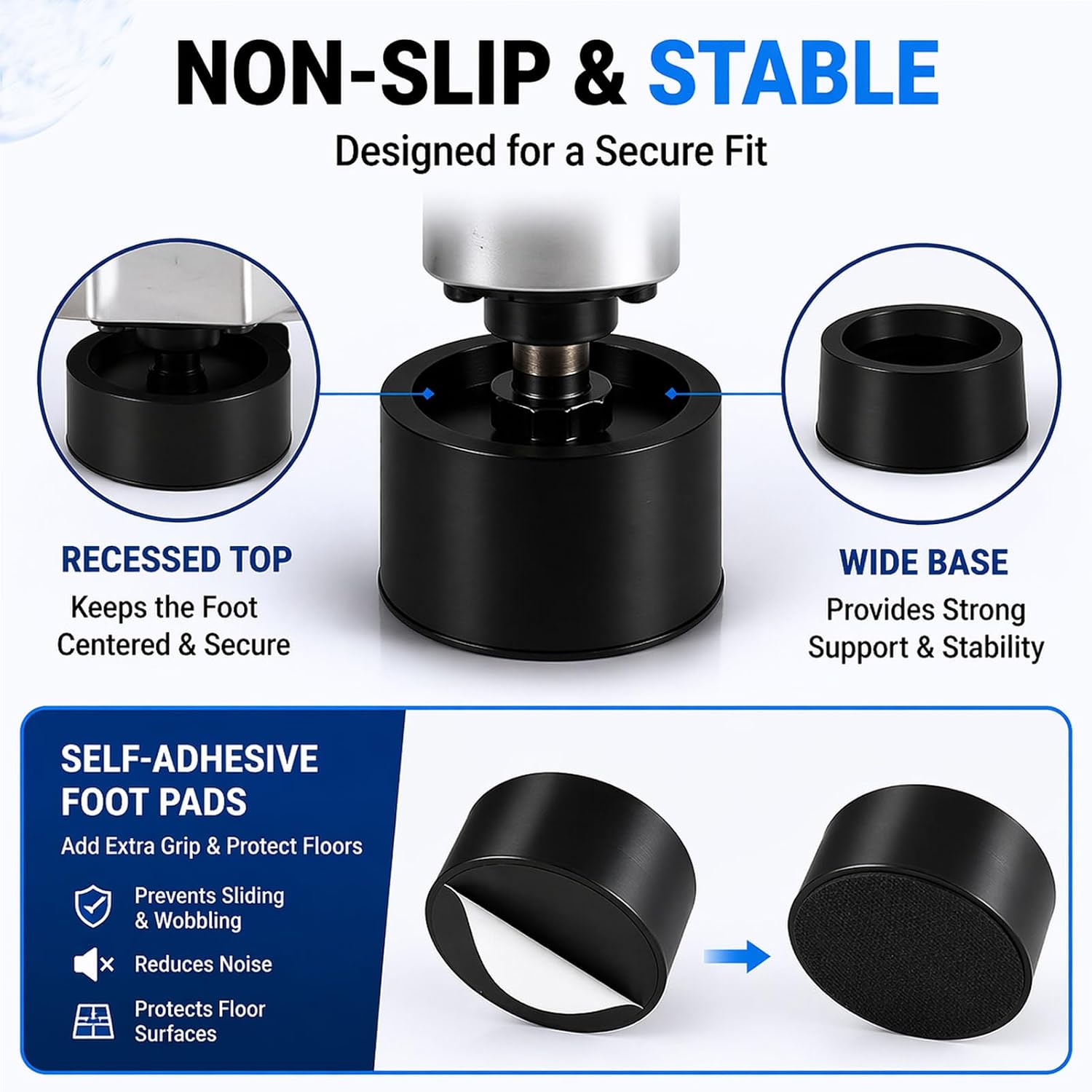 Range Leveling Foot Extension Risers 2 Pack, 3/4" Stove Height Boost, Universal Fit up to 1-5/8" Diameter, Non-Slip Heavy Duty Oven Leg Spacers, Heat Resistant PLA, Easy No-Tool Install (Black)