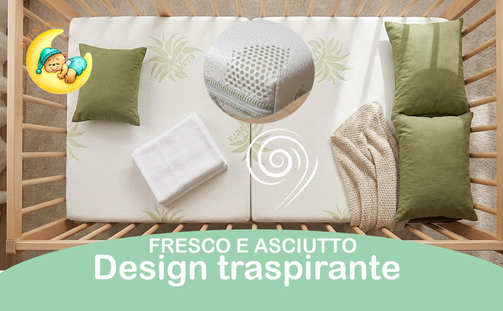 Materasso Lettino da Campeggio 60x120 Spessore 7 cm, OEKO-TEX® e CertiPUR™ Materassino Pieghevole per Culla da Viaggio, Fodera Aloe Vera, Materasso Lettino 60x120 per Lettino Portatile