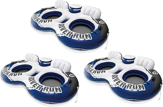 INTEX River Run 2 Inflatable 2-Person Floating Lake Lounge, 3-Pack