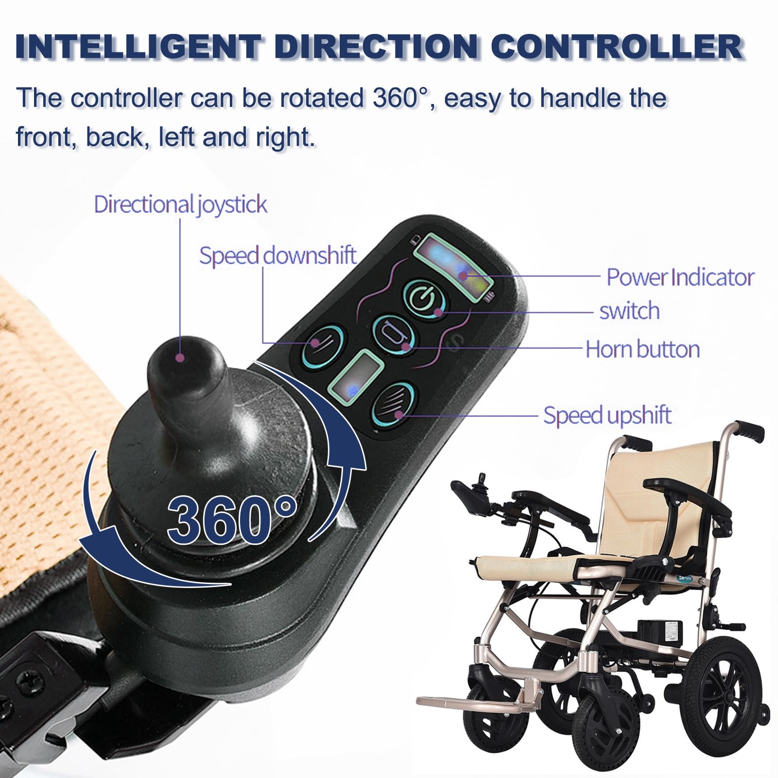 Fauteuil Roulant Électrique Senior Voiture Fauteuil Roulant Tricycle Adulte Fauteuil Roulant Pliant Léger Fauteuil Roulant Électrique Pliant Léger Compact, Fauteuil Roulant Électrique Type D'entreti