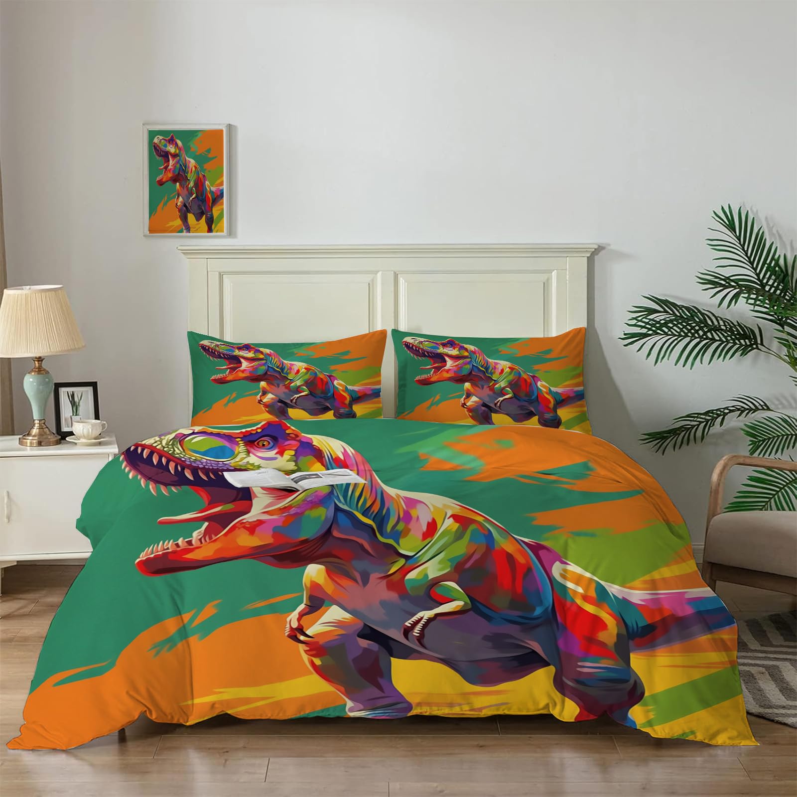 Housse de couette 140x200cm dinosaure pour transformer la chambre en un monde préhistorique