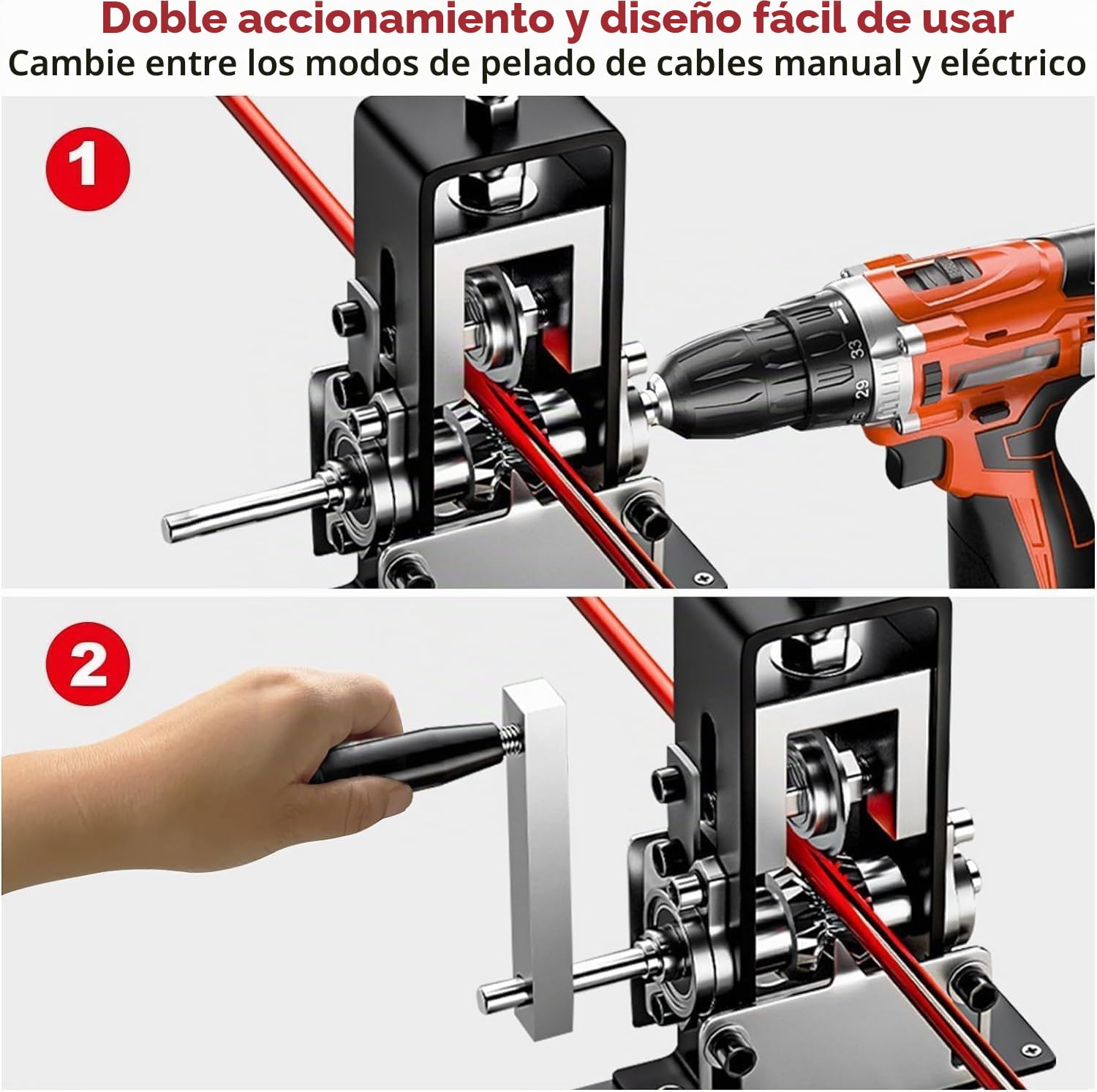 Cable Maquina de Pelar Profesional, Pela Cables de Electricidad, para Cable de 1-25 mm de Diámetro con Manivela, Pelador de Cables Electricos Para Reciclaje Chatarra Cobre Pelacables Manual Automático