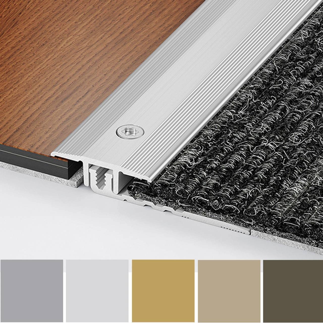 PROVISTON | Ausgleichsprofil | Vinylprofil | Breite: 25 mm | Höhenausgleich: 4-9.5 mm | Länge: 2700 mm | Aluminiumprofil | Edelstahloptik | 1 Stück