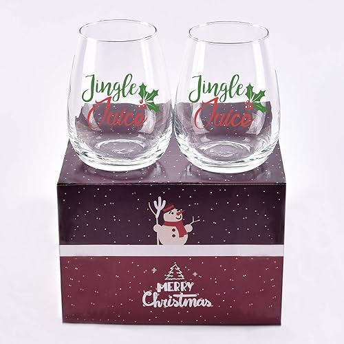 Miniatura 7 de Jingle Juice - Copas de vino de Navidad, 15 onzas, divertidas copas de vino sin tallo para mujeres, amigos y hombres, idea de regalo para Navidad,